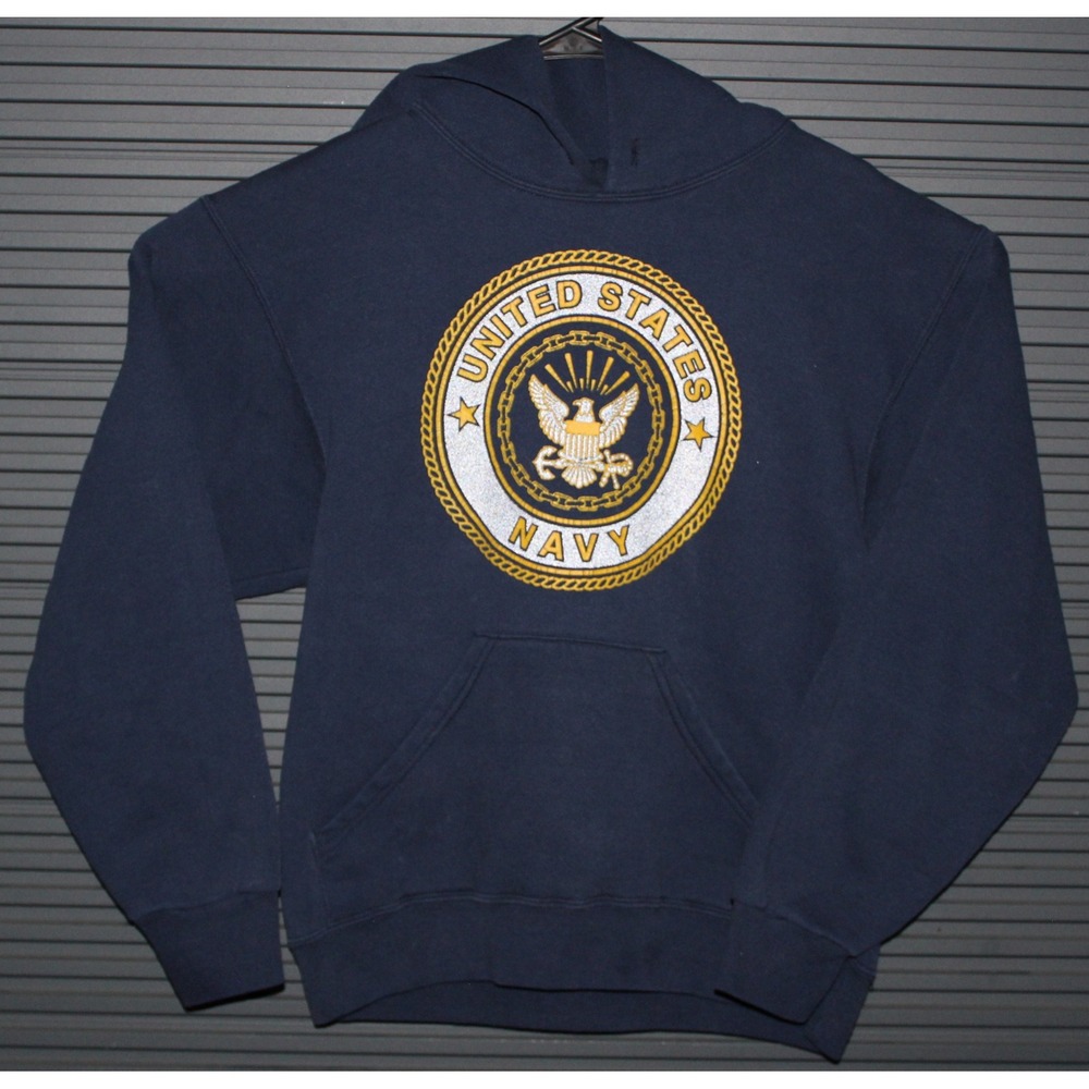 Soffe Hoodie Mens S Blue US Navy Originals Graphic Pullover Sweatshirt USA Made‎